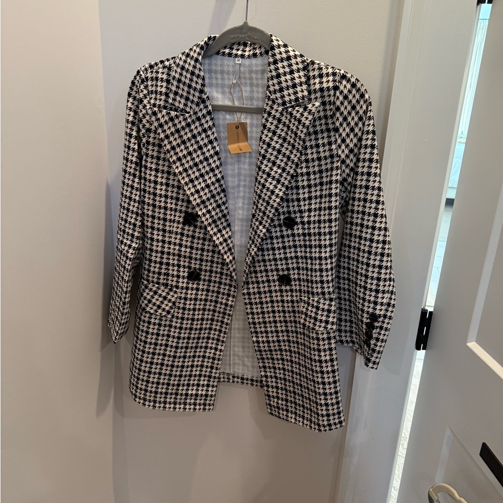 Elegant Houndstooth Women's Blazer
